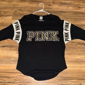 Black and White PINK Logo 3/4 Sleeve Shirt